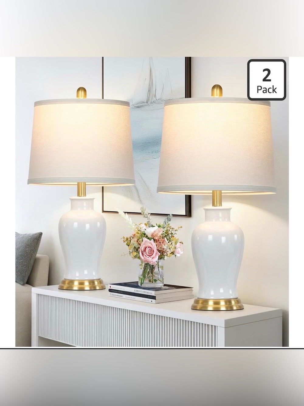 Modern Ceramic Table Lamps Set of 2, 23"